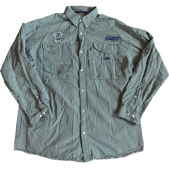 Men’s Columbia PFG Bonehead Green CSU Colorado State Long Sleeve Shirt Large - Picture 1 of 5